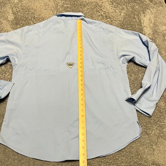 Columbia Shirt Mens Medium Light Blue PFG Performance Fishing Ling Sleeve - Picture 5 of 7